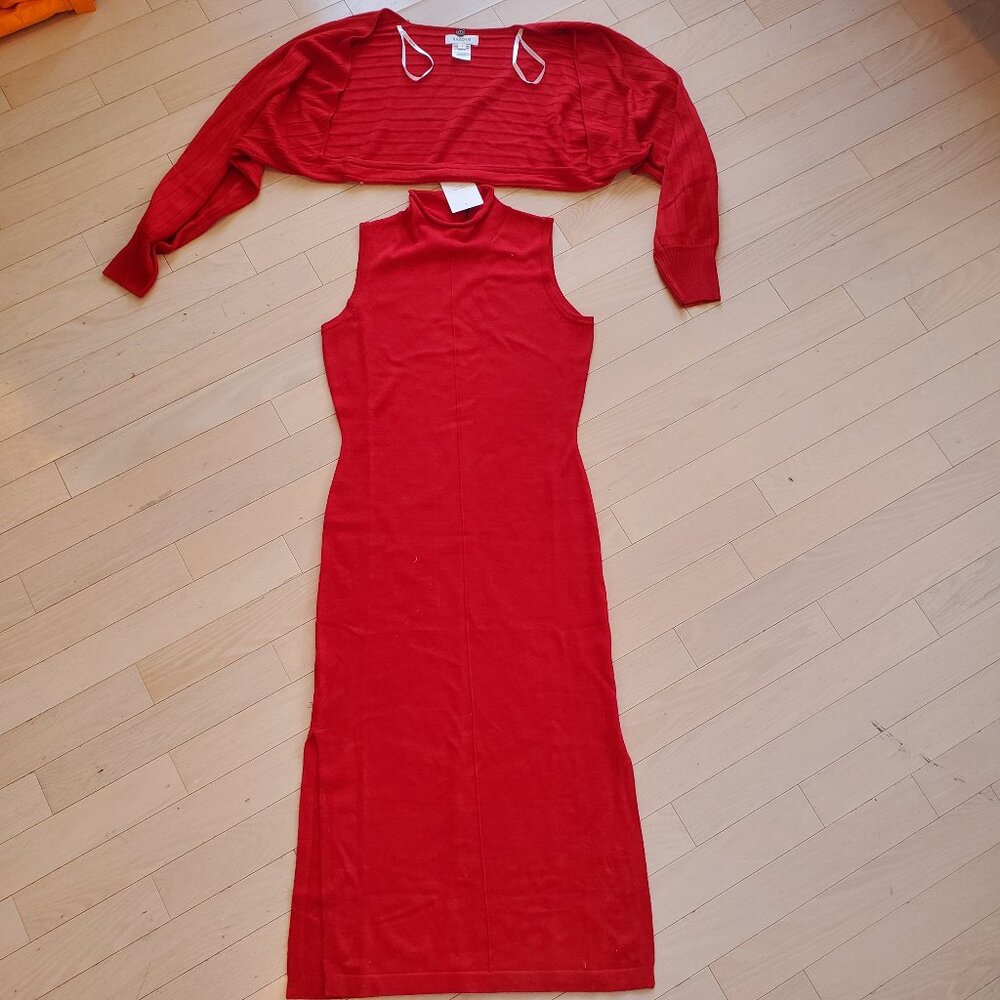 NAADAM ! SILK AND WOLL BLEND DRESS AND CARDIGAN ( S)